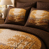 Autumn Birch Valley Vintage Quilted 3‑Piece Bedding Set