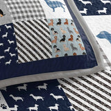 Dachshund Patchwork Quilted 3‑Piece Bedding Set