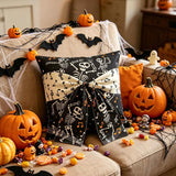 Halloween Dancing Skeleton Musical Note Bow Decorative Throw Pillow Cover