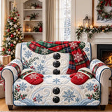 Christmas Snowman Scarf Mitten Quilted Sofa Cover