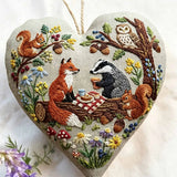Heart Embroidery Kit - Forest Picnic Animal | Playful Craft Project | Ideal Gathering Present