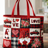 Valentine's Day Love Quilted Tote Bag
