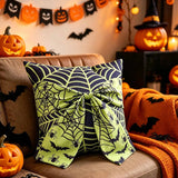 Halloween Spider Web Bow Pillow Cover