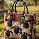 Cute Sheep Quilted Leather Strap Bible Handbag