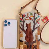 The Cat On The Branch Quilted Slim Phone Crossbody Bag