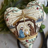 Heart Embroidery Kit - Christmas Nativity | Stitch Handmade Craft | Diy Hanging Craft