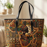 Africa Legacy Quilted Large Leather Strap Tote Bag