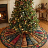 Vintage Library Christmas Quilted Tree Skirt