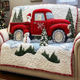Christmas Red Truck Snowman Quilted Sofa Cover
