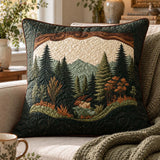 Forest Cabin Quilted Throw Pillow Cover