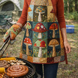 Mushroom Quilted Apron Set (2-Piece) – Padded Apron + Heat-Resistant Oven Mitts