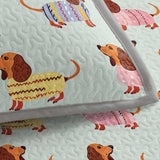 Mint Green Dachshund All‑Over Print Quilted 3‑Piece Bedding Set