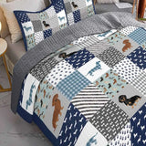 Dachshund Patchwork Quilted 3‑Piece Bedding Set
