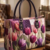 Tulip Quilted Leather Strap Bible Handbag