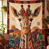Boho Giraffe Floral Patchwork Quilted Blanket