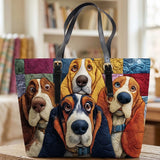 Beagle Quilted Large Leather Strap Tote Bag