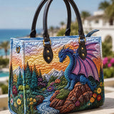 Mystic Dragon Quilted Leather Strap Bible Handbag