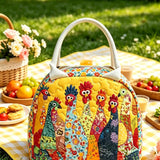 Cute Rooster Pattern Quilted Lunch Bag