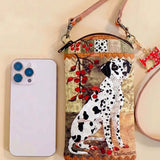 Vintage Berry Dalmatian Quilted Slim Phone Crossbody Bag