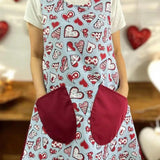 Cranberry Heart Cross Strap Apron