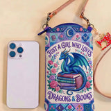 Dragon & Book Lover Quilted Slim Phone Crossbody Bag