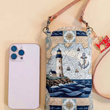 Nautical Lighthouse Quilted Slim Phone Crossbody Bag