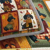 Fall Autumn Patchwork Dachshund Knit Sweater Maple Leaf Quilted 3‑Piece Bedding Set