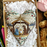 Heart Embroidery Kit - Christmas Nativity | Stitch Handmade Craft | Diy Hanging Craft