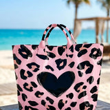 Leopard Print And Hearts PVC Tote Bag