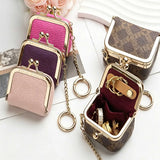 Genuine Leather Mini Coin Purse-Solid Color Kiss Lock Change Pouch