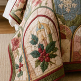 Christmas Chapel Window Quilted 3-Piece Bedding Set