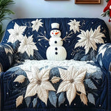 Christmas Snowman Holly Flower Quilted Sofa Cover