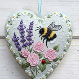 Heart Embroidery Kit - Bee Lavender And Rose | Gentle Diy | Heartwarming Present Idea