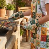 Flower Quilted Apron Set (2-Piece) – Padded Apron + Heat-Resistant Oven Mitts