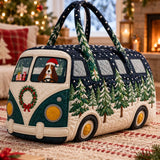 Christmas Basset Hound Pine Camper Quilted Duffle Bag
