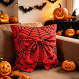 Halloween Spider Web Bow Pillow Cover