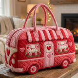 Heart Rose Camper Van Quilted Duffle Bag