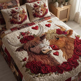 Romantic Cow Couple Valentine'S Day 3- Piece Quilted Bedding Set