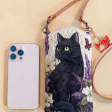 Cute Cat Quilted Slim Phone Crossbody Bag