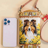 Golden Wattle Shetland Sheepdog Quilted Slim Phone Crossbody Bag