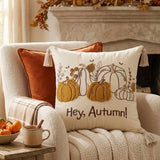 Hey, Autumn! Pumpkin Tassel Throw Pillow Cover
