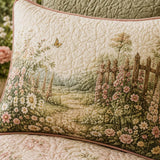 Cottage Wildflower Garden Vintage Quilted 3‑Piece Bedding Set