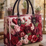 Heart And Rose Quilted Leather Strap Bible Handbag