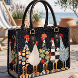Funky Chicken Quilted Leather Strap Bible Handbag