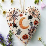 Heart Embroidery Kit - Eagle Owl | Creepy Cute Ghost & Spider Sewing Kit | Halloween Holiday Vibe Pendant