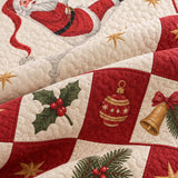 Jolly Santa Martini Christmas Quilted 3-Piece Bedding Set