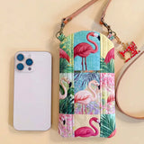 Flamingo Quilted Slim Phone Crossbody Bag