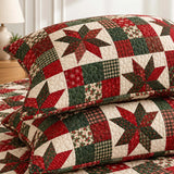 Christmas Star Patchwork Quilted 3-Piece Bedding Set