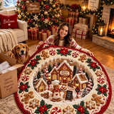 Christmas Ginger Village Quilted Round Mat