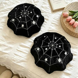 Halloween Spider Web Plush Round Throw Pillow